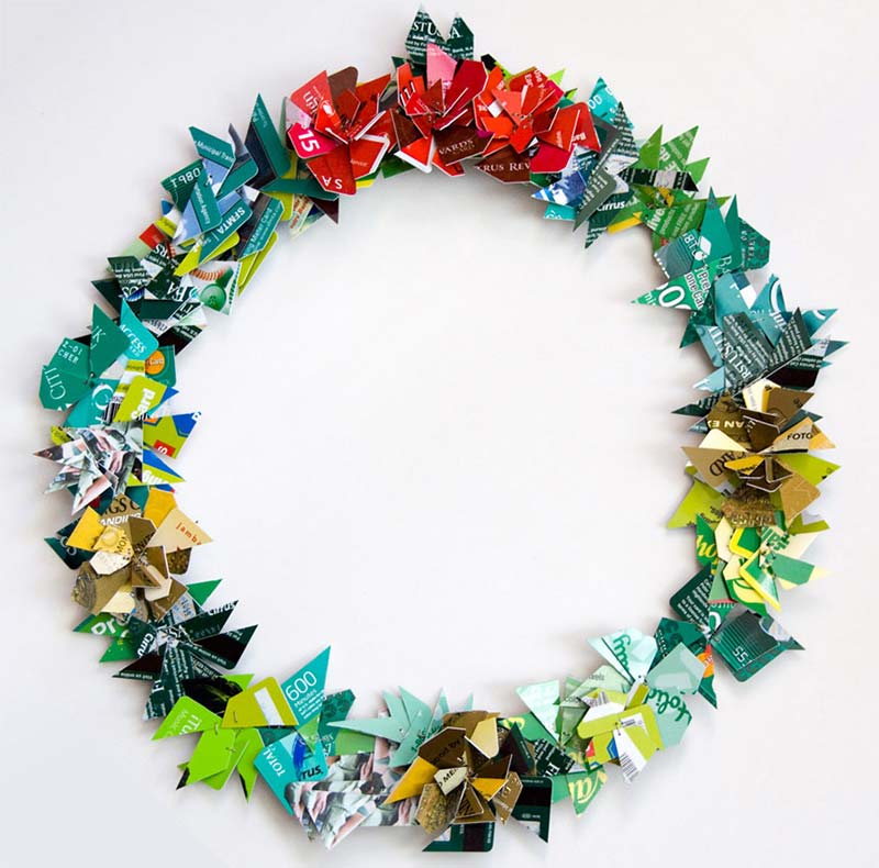 Clever credit card art wreath