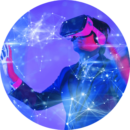 Person wearing a virtual reality headset