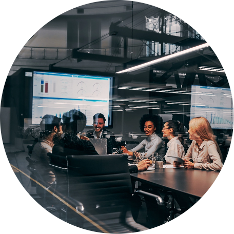 Group meeting in a modern office.