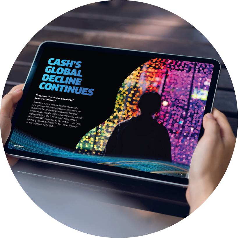 Hands holding large electronic tablet with statistics