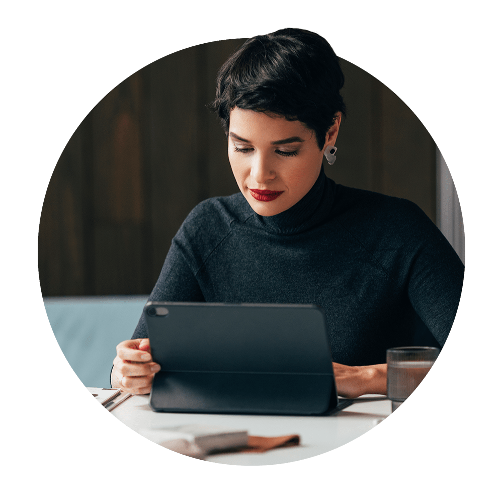 View of person working on computer