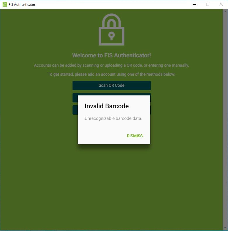 Invalid Barcode Dialog