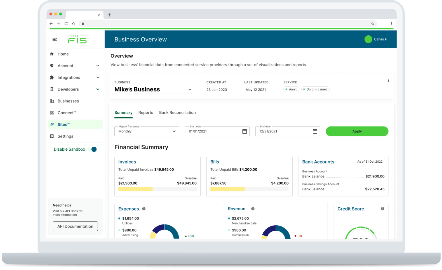 Laptop showing the overview dashboard