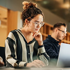 Woman working on a laptop